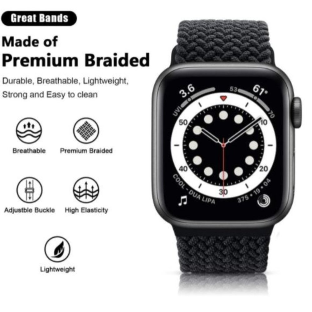 NEW Adjustable Braided Solo Loop For Apple Watch R - Picture 5 of 5